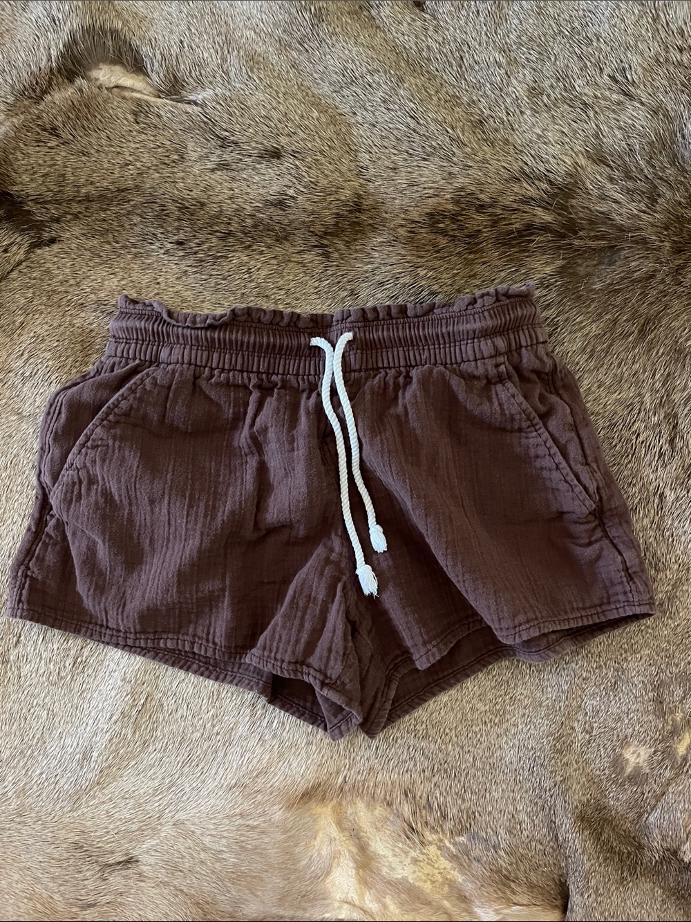 Old Navy Brown Women's Drawstring Athletic Shorts with White Cord